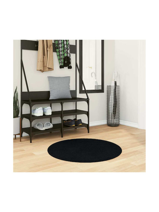 vidaXL Anti-slip Rug Round Black Velvet-Black M...