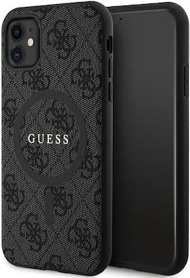 Guess Leather Metal Logo Magsafe Umschlag Rückseite Kunststoff Schwarz (iPhone 11)