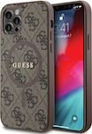 Guess 4g Collection Leather Metal Logo Magsafe Back Cover Plastic Brown (iPhone 12 / 12 Pro)