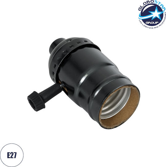 GloboStar Socket Extension for Socket E27 in Black color Set 1pcs 78967
