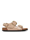 Milano Leather Women's Flat Sandals with Strap in Beige Color Narrow Fit