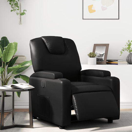Relax Armchair with Footstool from Leatherette Black 74x88x97cm