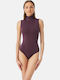 Sleeveless Turtleneck Bodysuit Bordeaux