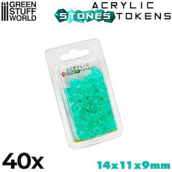 Green Stuff World Пластмасови Камъни 12мм Тюркоаз Токен 40 Бройки Green Stuff World Пластмасови Камъни 12мм Тюркоаз Токен 40 Бройки