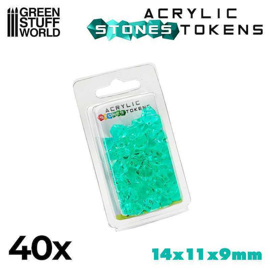Green Stuff World Plastic Stones 12mm Turquoise X40 Token 40τμχ
