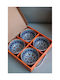 Quatro Orange Bowls Set 4 Orange Blue Serving Bowls