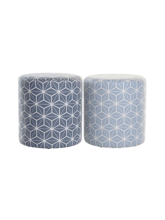 Stool Footstool Upholstered with Fabric Sky Blue Sky 31x31x33cm