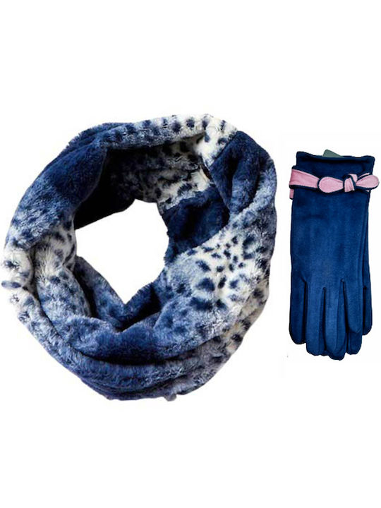 Verde Women's Fur Neck Warmer Blue