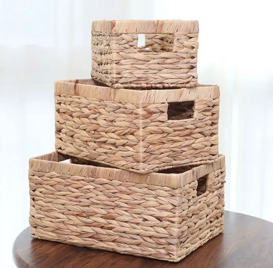 Decorative Basket Wicker with Handles Green 39x28x20cm