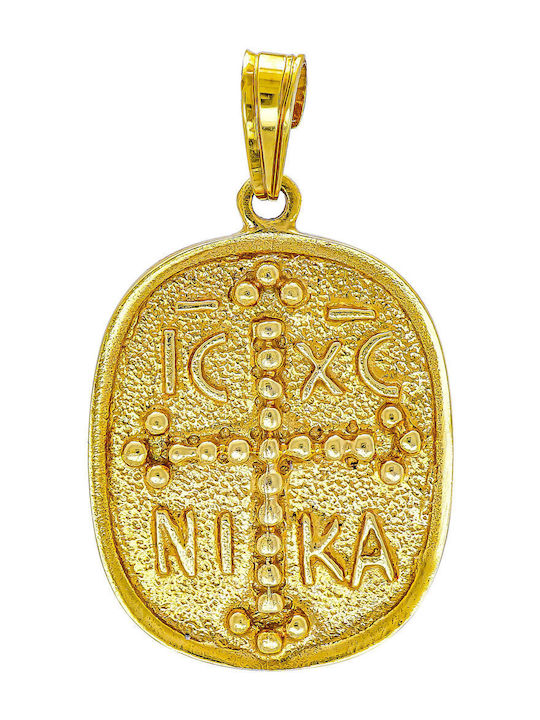 Kiriakos Gofas Pendant Kids Talisman Double Sided Konstantinato made of Gold 14K KN504
