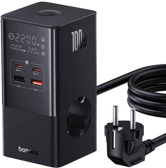 Baseus Πολύπριζο με 2 USB-A, 2 USB-C και Καλώδιο 1.5m