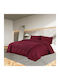 vidaXL Duvet Cover Set Cotton King Size with 2 Pillowcases 260x220 Bordeaux