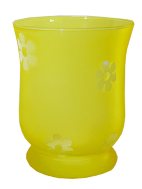 Gala Candle Holder Glass in Yellow Color 9x11x11cm 1pcs