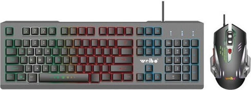 Weibo WB-595 Οπτικό Gaming Πληκτρολόγιο με RGB φωτισμό (Αγγλικό US) Γκρι