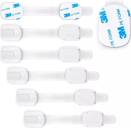 Ricokids Cabinet & Drawer Lock made of Plastic in White Color 3.4x19cm 6pcs