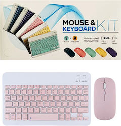 ForHome DQS-612-028 Fără fir Bluetooth Set tastatură și mouse Roz