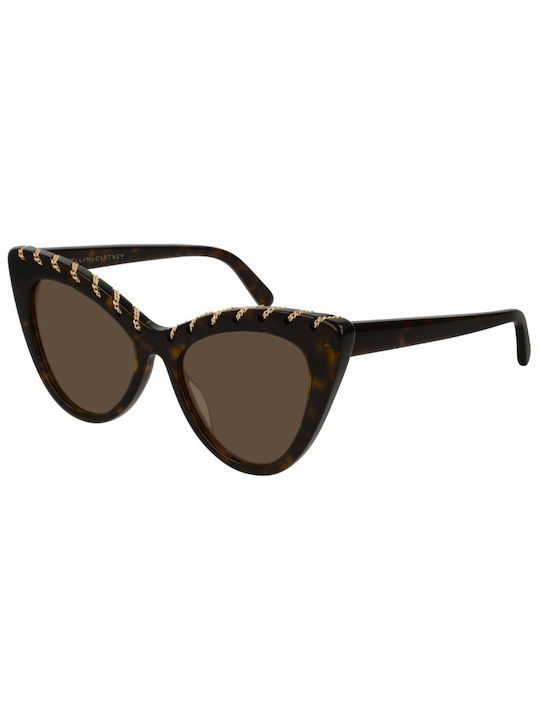 Stella McCartney Women's Sunglasses with Brown Tartaruga Plastic Frame and Brown Lens SC0163S 4
