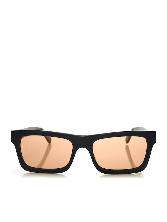 Faos Unisex Sunglasses with Black Plastic Frame and Orange Lens