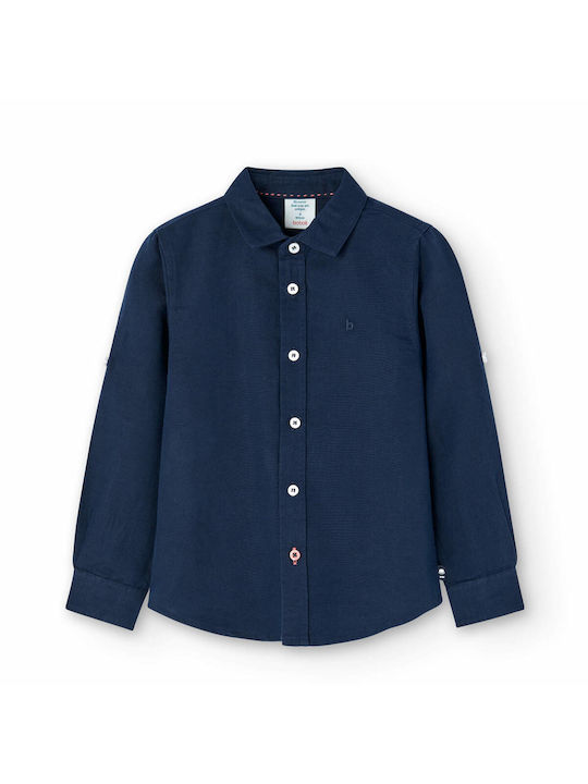 Boboli Kids Linen Shirt Blue