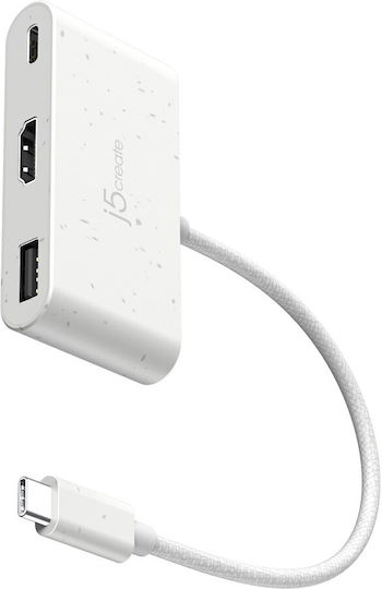 J5 Create Μετατροπέας USB-C male σε USB-C female Λευκό 1τμχ JCA379EW