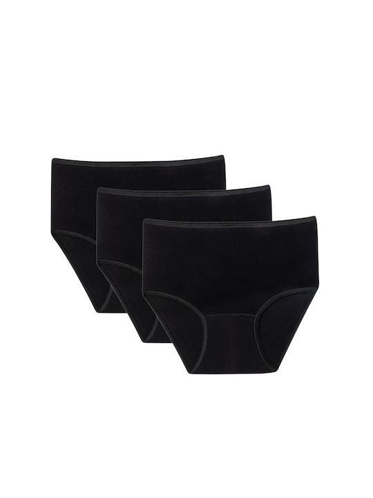 Clio Lingerie Cotton High Waist Women's Slip 3Pack Black