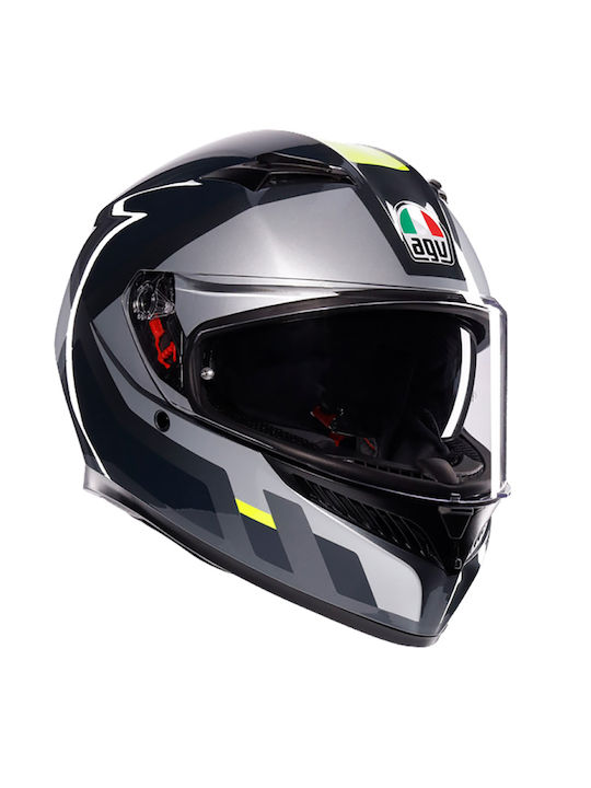 AGV K3 Shade Grey/Yellow Fluo Motorcycle Helmet Full Face ECE 22.06 1500gr with Pinlock and Sunvisor
