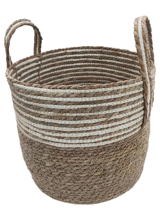 Decorative Basket Wicker with Handles White 33x28cm Plastona