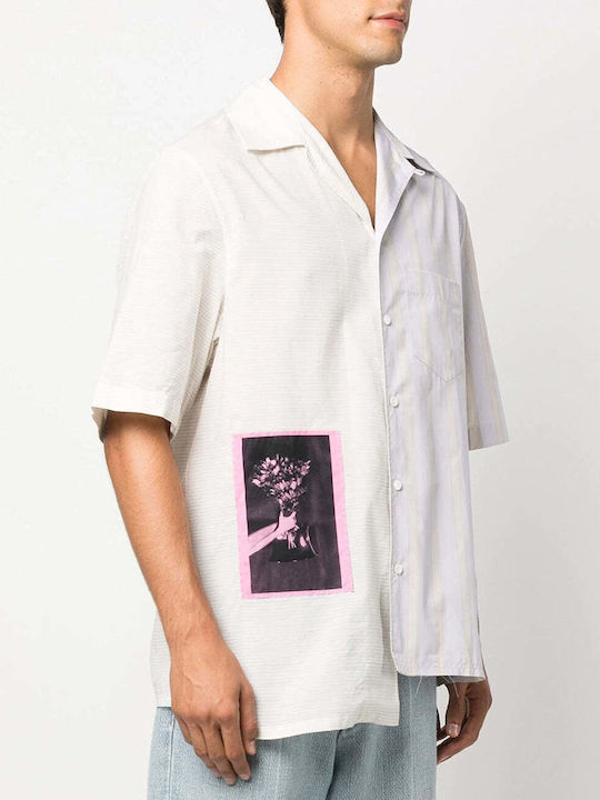 Lanvin Men's Shirt Short-sleeved Striped White