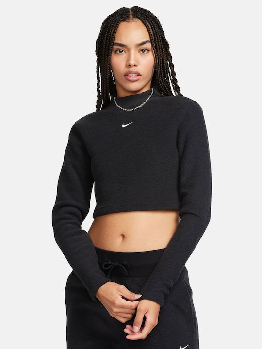 Nike W Nsw Cropped Γυναικείο Φούτερ Μαύρο