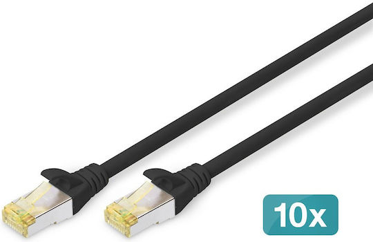 Digitus S/FTP Cat.6a (Gigabit) Network Cable Ethernet 0.25m Black 10 Pieces