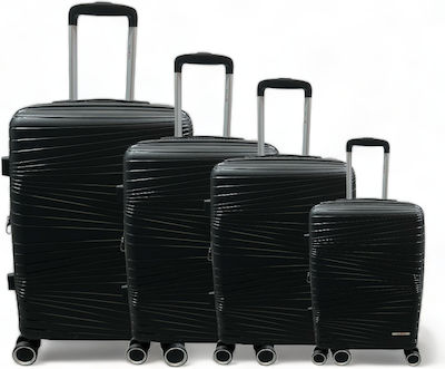 Olia Home Βαλίτσες Ταξιδιού Μαύρο με 4 Ρόδες Σετ 4τμχ