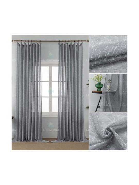 Homeone Κουρτίνα με Τρέσα 6023-45 Γκρι 290x300εκ.