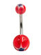 Poco Loco Bauchnabel Piercing aus Stahl Silber / Rot