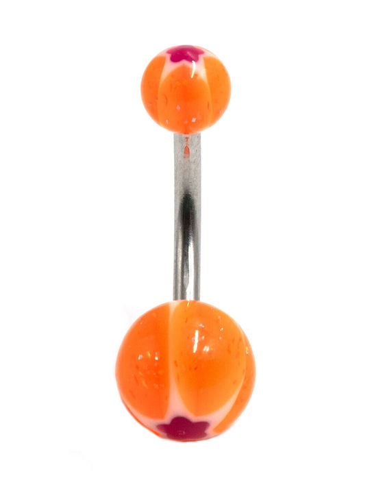 Poco Loco Bauchnabel Piercing aus Stahl Silber / Orange