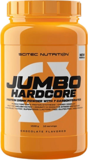Scitec Nutrition Jumbo Hardcore Drink Powder With 7 Carbohydrates with Creatine Gluten & Lactose Free with Flavor Brittle White Chocolate 1.53kg