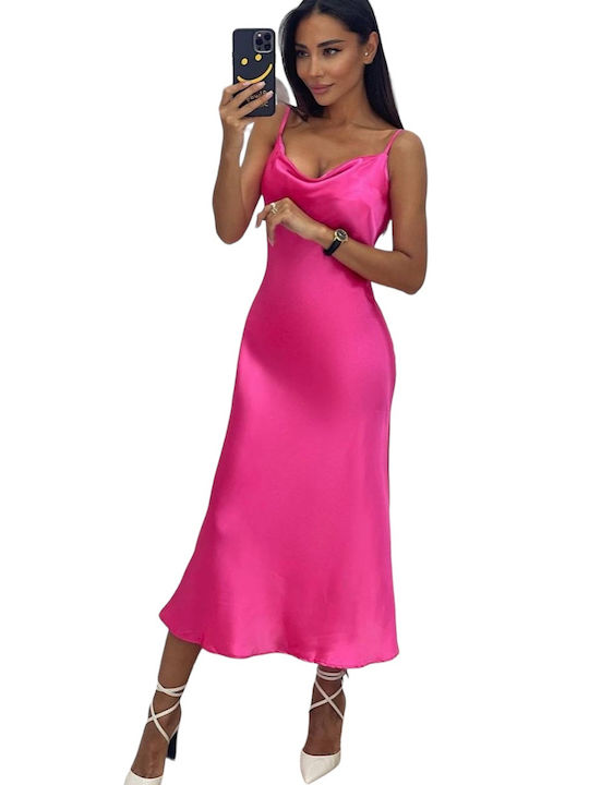 Midi Dress Satin with Slit FOX