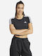 Adidas Essentials 3-stripes Feminin Sport Crop Tricou Cu dungi Negru
