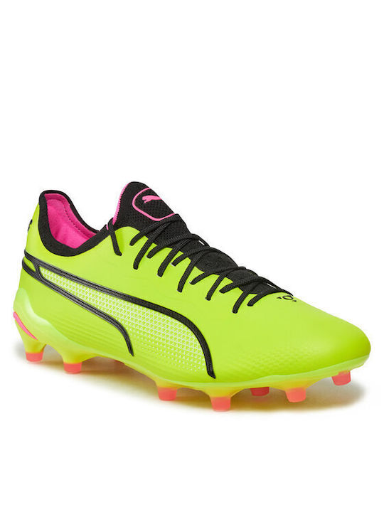Puma King Ultimate FG/AG Χαμηλά Ποδοσφαιρικά Παπούτσια με Τάπες Κίτρινα