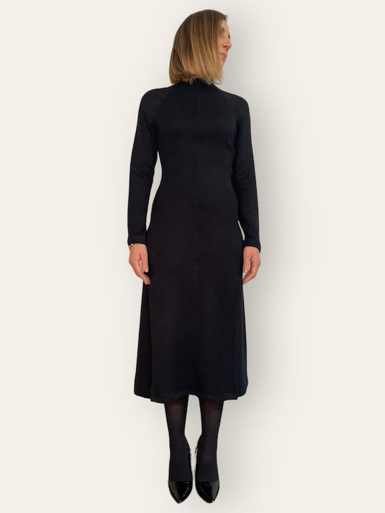 Dolce Domenica Mini Φόρεμα Πλεκτό με Σκίσιμο Μαύρο