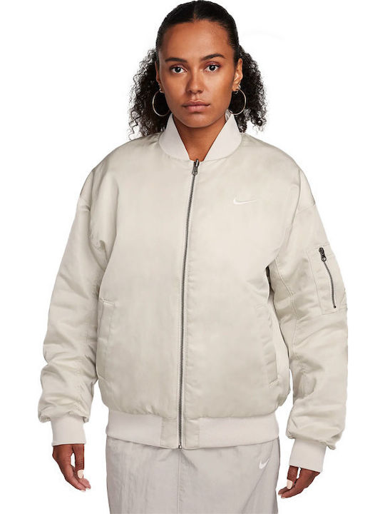 Nike Bomber Κοντό Γυναικείο Bomber Jacket Λευκό