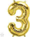 Μπαλόνι Foil Jumbo Αριθμός 3 Χρυσό Σχήμα 86εκ.