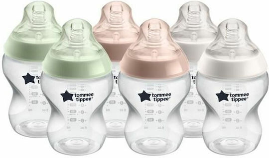 Tommee Tippee Set Plastic Baby Bottles Anti-colic with Silicone Teat for 0+ Months Multicolored 260ml 6 Pieces