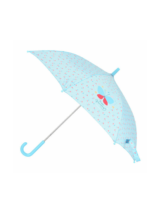 Kids Curved Handle Umbrella with Diameter 86cm Light Blue