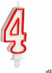 Birthday Candle Number "4" in Red Color 12pcs S3624506