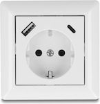 DeLock Single Power Socket with 2 USB Ports White