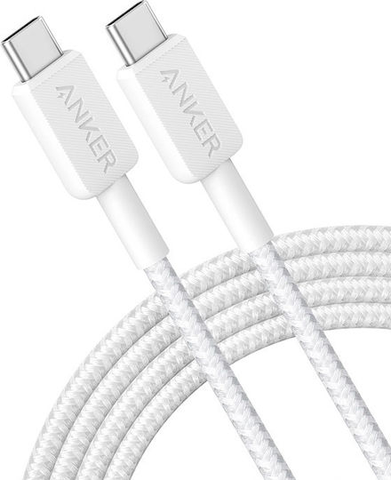 Anker 322 USB 2.0 Cable USB-C male - USB-C 60W PD Λευκό 1.8m A81F6G21