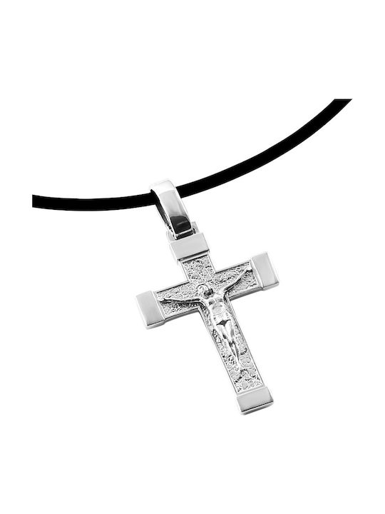 JewelStories Herren Kreuz mit dem Gekreuzigten aus Silber mit Schnur