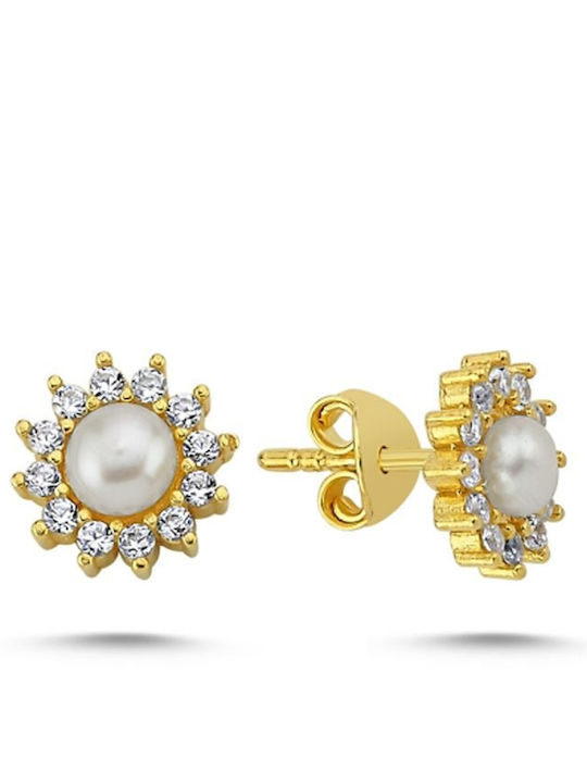 Paraxenies Earrings made of Silver Gold Plated with Stones & Pearls Paraxenies Earrings made of Silver Gold Plated with Stones & Pearls