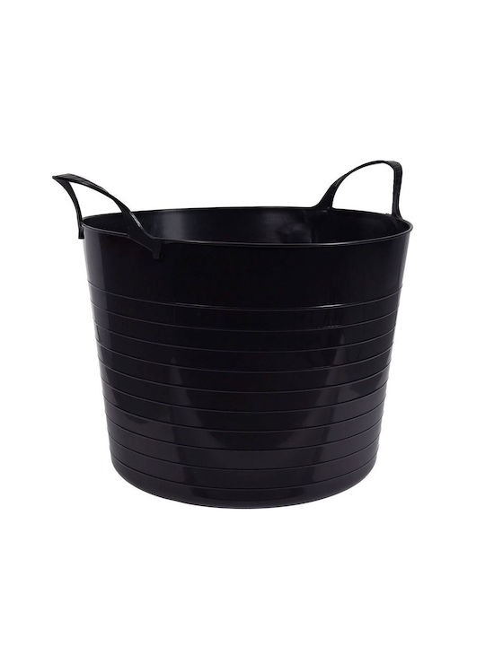 Metallic Basket Wood Storage Black