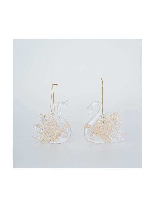 Set Hängende Weihnachtsbaumschmuck Schwäne Acryl Transparent 10x9cm 6 Stück